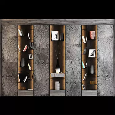 Sleek Display Cabinet in Grey/Black 3D model image 1 