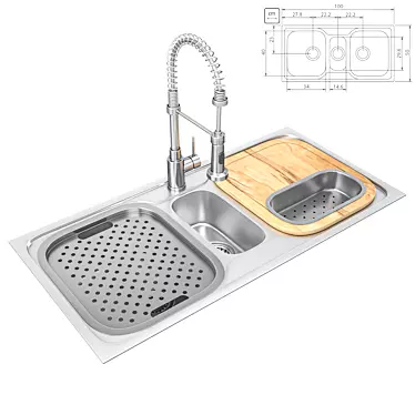 Modern Luxe Sink & Mixer Set 3D model image 1 