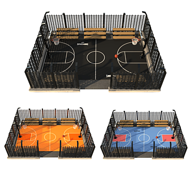 Street-Scale Basketball Playground 3D model image 1 