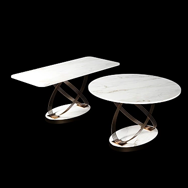 Elegant Fusion Marble Brass Tables 3D model image 1 