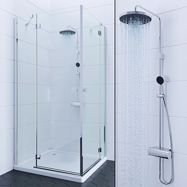 Sleek Shower Combo: Radaway Almatea + Ikea Brogrund 3D model image 1 