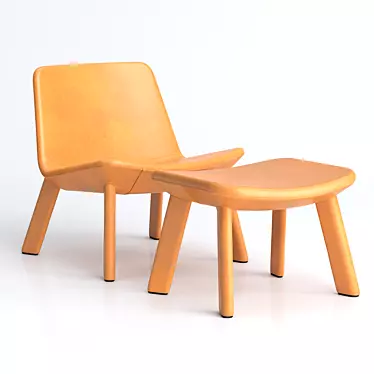 BluDot Neat Leather Lounge Chair & Ottoman 3D model image 1 