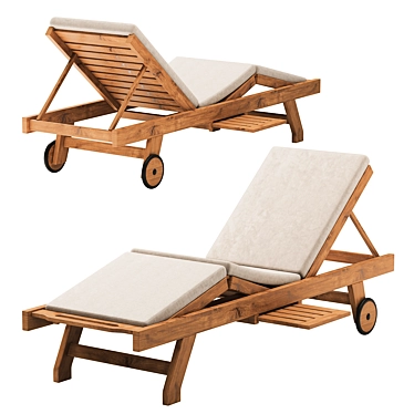 Cyan Teak Sun Lounger: Ultimate Luxury 3D model image 1 