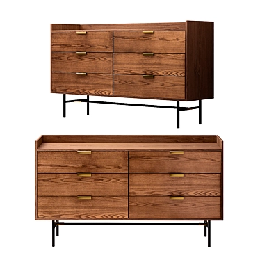 Sleek Walnut Chest of Drawers 3D model image 1 