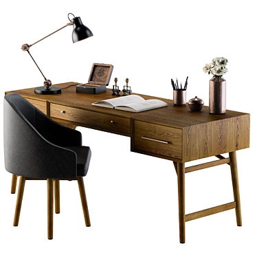 Elegant Neoclassic Office Desk 3D model image 1 
