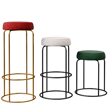 Interchangeable Ring Bar Stool Set 3D model image 1 