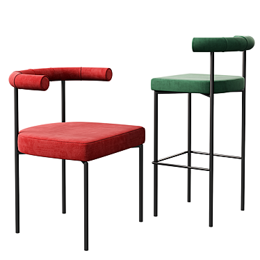 Kashmir Chair & Barstool Duo 3D model image 1 