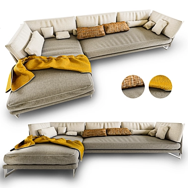 Sleek and Stylish Saba Livingston 3-Seater Sofa 3D model image 1 