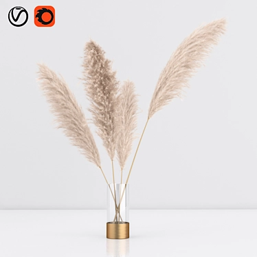 Elegant Pampas in Vase: Modern Floral Decor 3D model image 1 