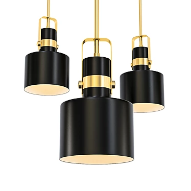 Elegant Black & Brass Mini Pendant 3D model image 1 