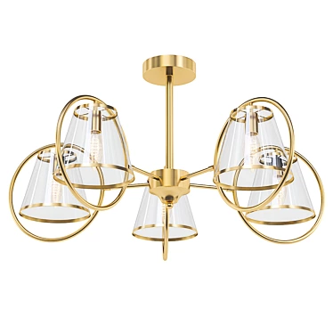 Elegant Pearl Gold Ceiling Chandelier 3D model image 1 