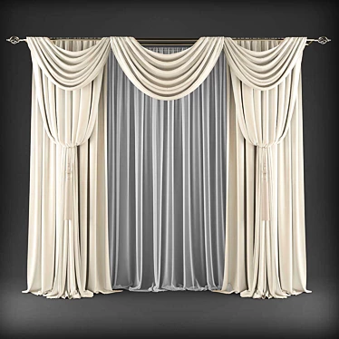 Polyester Window Curtains 3D model image 1 