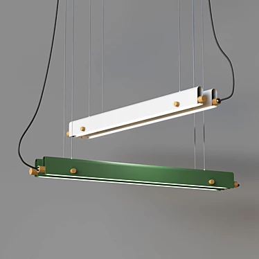 LED Pendant Light - Metal and Wood, Multiple Colors, 150cm Hanging Height 3D model image 1 