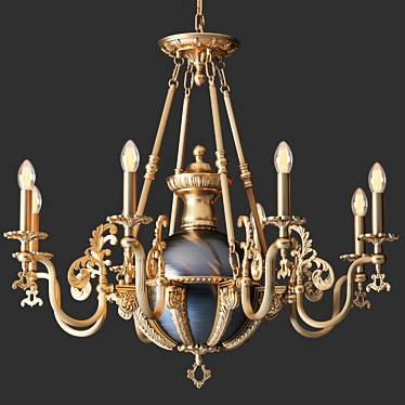 Elegant Brass and Bronze Chandelier 3D model image 1 