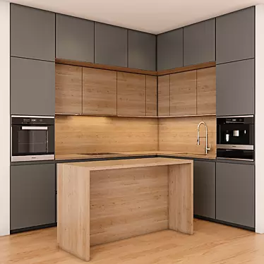 Sleek Modern Kitchen Design 3D model image 1 