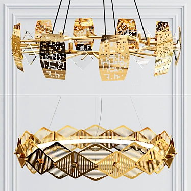 Elegant Gold DROPLET & BRILL Pendants 3D model image 1 