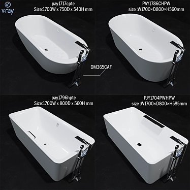 TOTO Renesse Floor Standing Tub Filler with Hand Shower 3D model image 1 