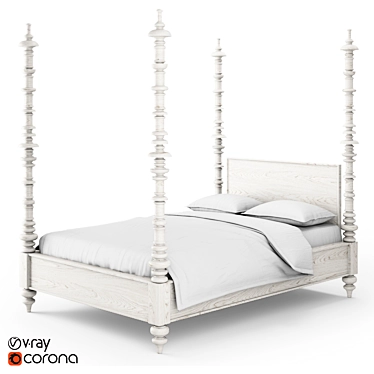 Elegance Defined: Restoration Hardware Zoe Bed 3D model image 1 