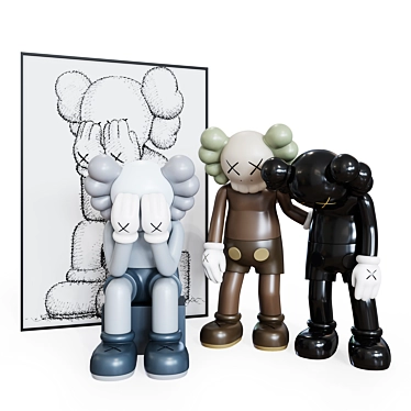 KAWS Small Lie Figure Set - Limited Edition 3D model image 1 