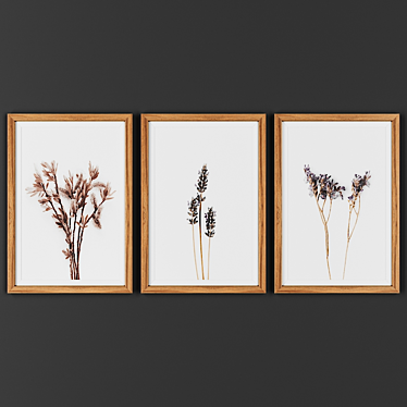 Wooden Frame Trio: Collection of 3 Pictures 3D model image 1 