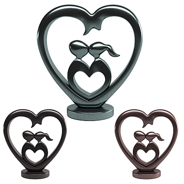 Romantic Iron Love Statue for Home Decor 3D model image 1 