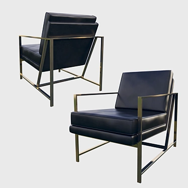 Luxury Brass & Leather Armchair 3D model image 1 