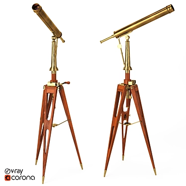 Vintage Brass Telescope - Restoration Hardware 3D model image 1 