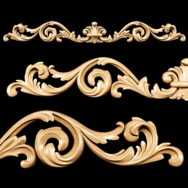 Elegant Carved Trim 3D model image 1 