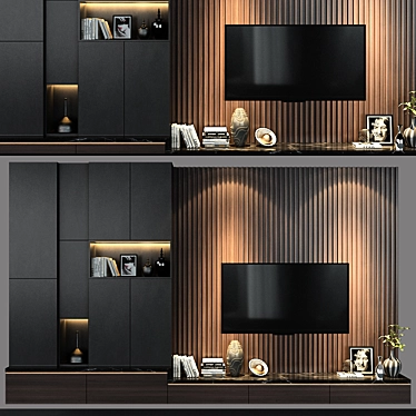 Sleek 138" TV Wall Set 3D model image 1 