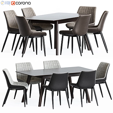 Modern Gray Dining Set 3D model image 1 