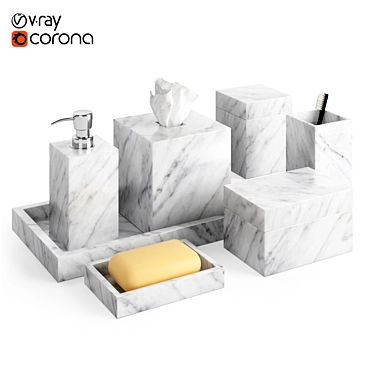 Marble Bath Accessories Set by Restoration Hardware 3D model image 1 