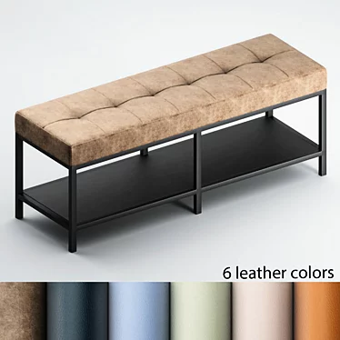 Elegant Leather Bench Seat 3D model image 1 