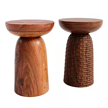 Nera Stool: Sculptural Beauty in Solid Wood 3D model image 1 