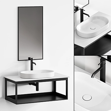 Catalano Horizon 60x35: Stylish Aluminum Sink with Mirror 3D model image 1 