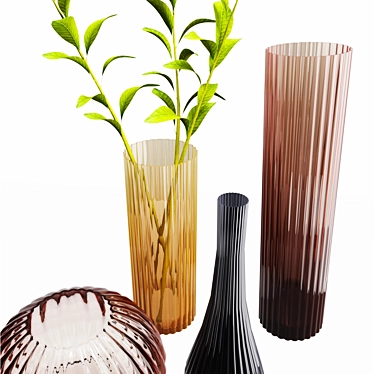 Reflex Rigati Glass Vases 3D model image 1 