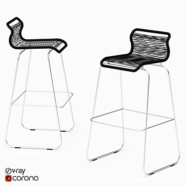 Sleek Pantone Bar Stool 3D model image 1 