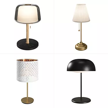 Elegant Table Lamps Set for Home 3D model image 1 