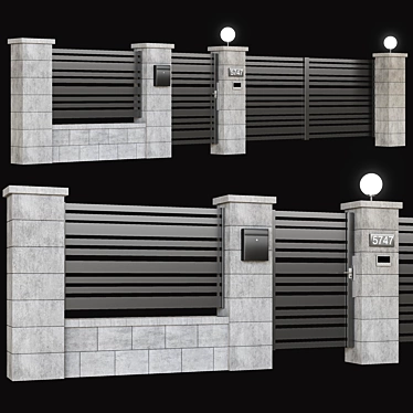 Secure Entrance: Fence, Gate & Intercom 3D model image 1 