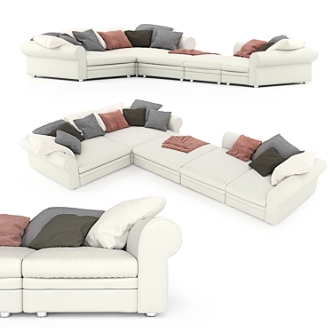 Pinton Italian Leather Corner Sofa 3D model image 1 