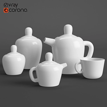 Title: Muuto Bulky Ceramic Tea Set 3D model image 1 