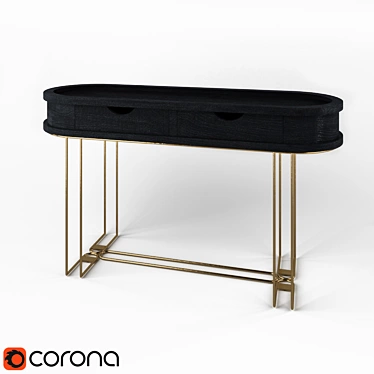 Cosmo Porto Console: Elegant Black Wood Table 3D model image 1 