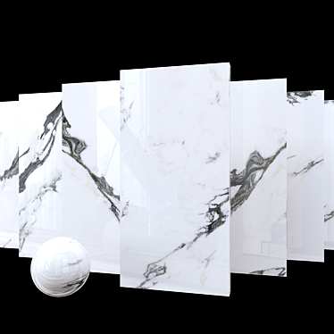 Panda White Marble Set: Elegant and Multi-Textured 3D model image 1 