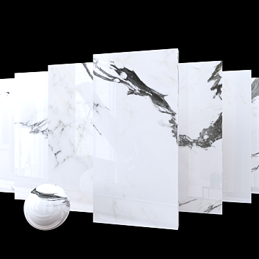 Elegant Panda White Marble Set 3D model image 1 