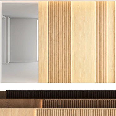 Decorative Wood Texture Wall Panel Set 3D model image 1 