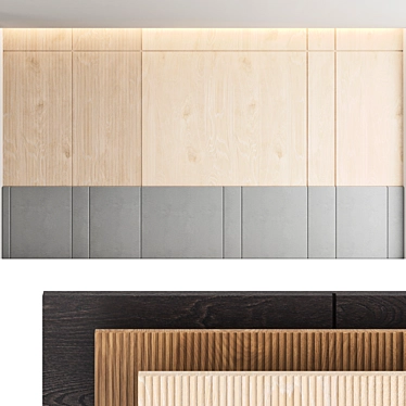 Elegant Wood Textured Decorative Wall Panel Set 3D model image 1 