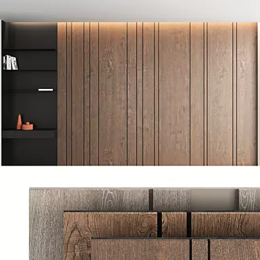 Decorative Wood Texture Wall Panel Set 3D model image 1 