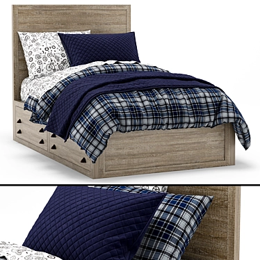 Modern Rustic Weller Bed 3D model image 1 