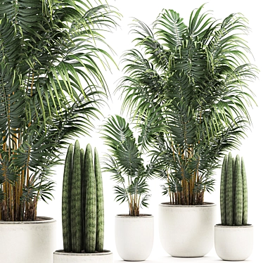 Tropical Paradise Plant Collection with White Pot 3D model image 1 