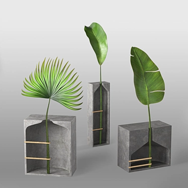 Sleek Concrete Planters for Modern Spaces 3D model image 1 