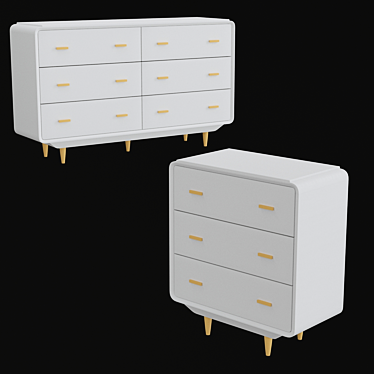 Modern White Chest of Drawers - Jimi 3D model image 1 